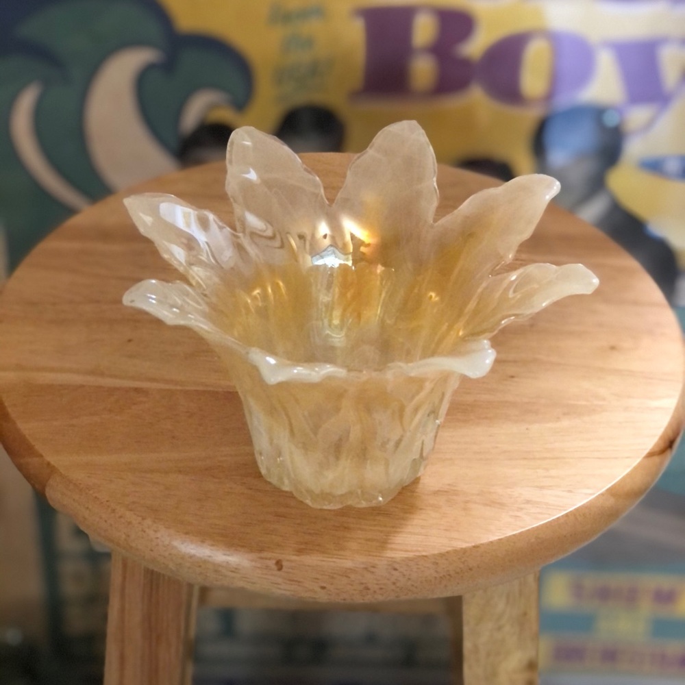 Vintage Murano Flower Pedal Art Glass Vase